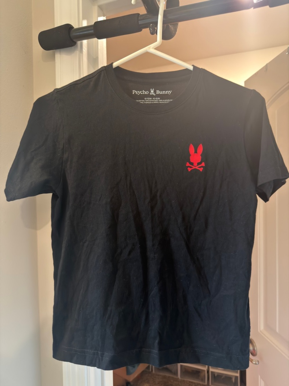 Psycho Bunny Black Short-Sleeve Tee with Red Logo